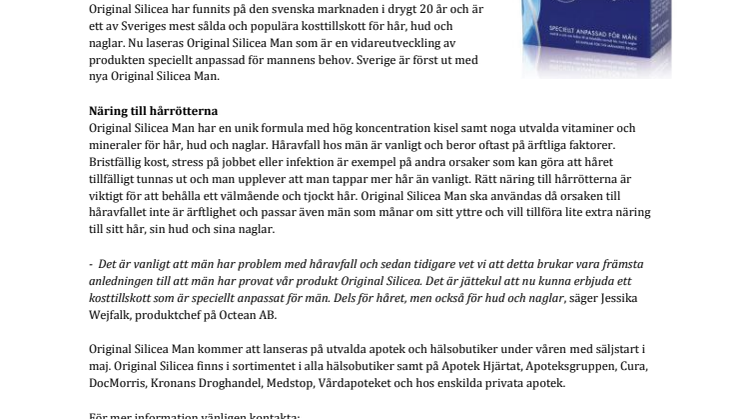 NYHET - Octean lanserar kosttillskott för håret speciellt anpassat för mannens behov  