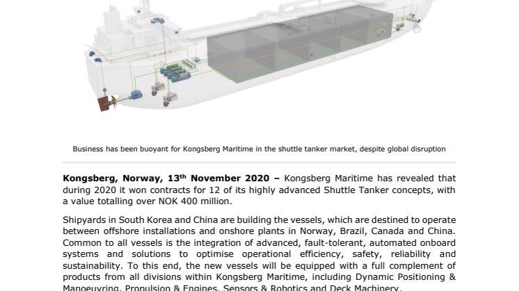 Kongsberg Maritime signs over NOK 400 million in Shuttle Tanker orders during 2020