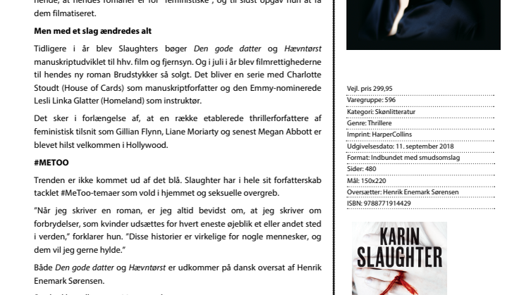 KARIN SLAUGHTER TACKLER #METOO I HOLLYWOOD