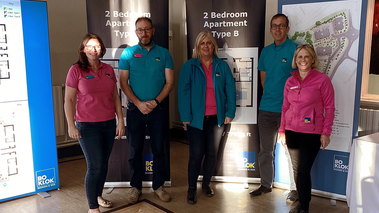 The BoKlok Sales Team for BoKlok on the Lake: Emma Plumridge, David Donin, Anna Burden, David Gibson & Helen Todd, on the sales event in Worthing.