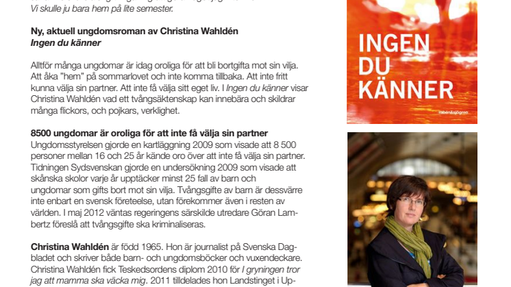 Starkt och gripande om att bli bortgift mot sin vilja - brännande aktuell bok av Christina Wahldén