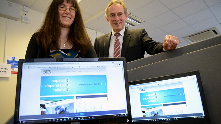Northumbria University degree apprentice Jennifer Gane pictured with John Wiseman, director of STCS Ltd, which employs three degree apprentices 