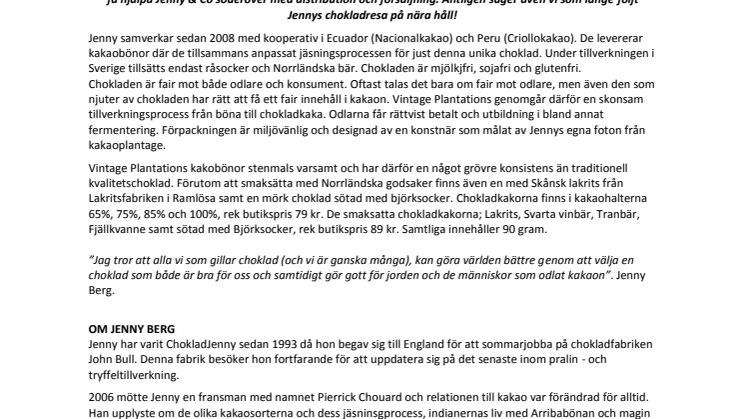 VINTAGE PLANTATIONS - Norrlands första chokladfabrik by Jenny Berg!