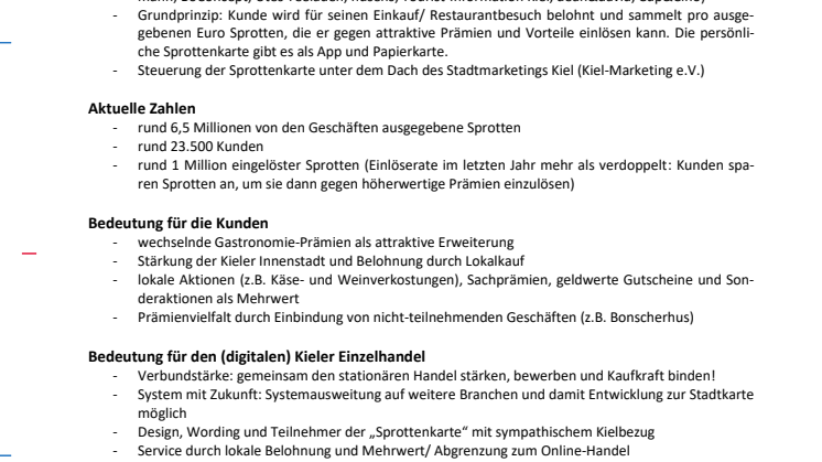 Faktenblatt zur Kieler Sprottenkarte mit Gastronomie