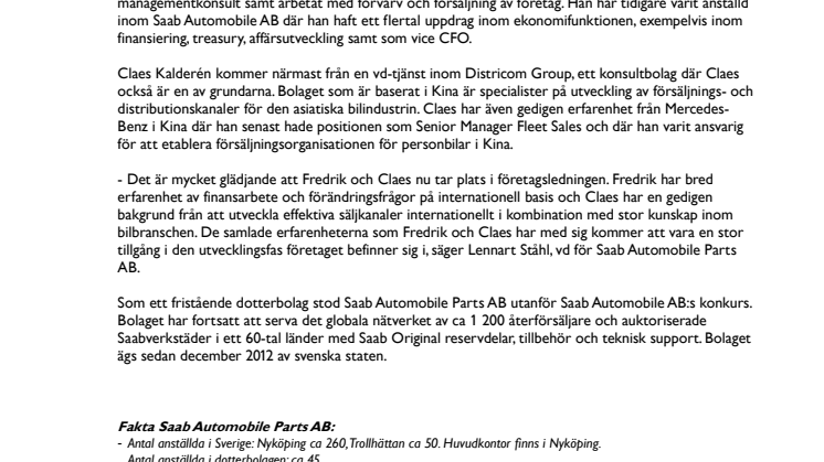 Parts AB utser ny CFO och ny Sales & Marketing Director