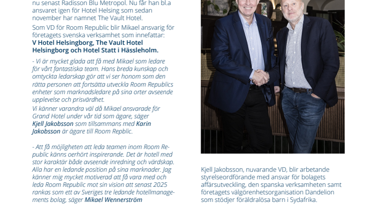 Mikael Wennerström blir ny VD för Room Republic