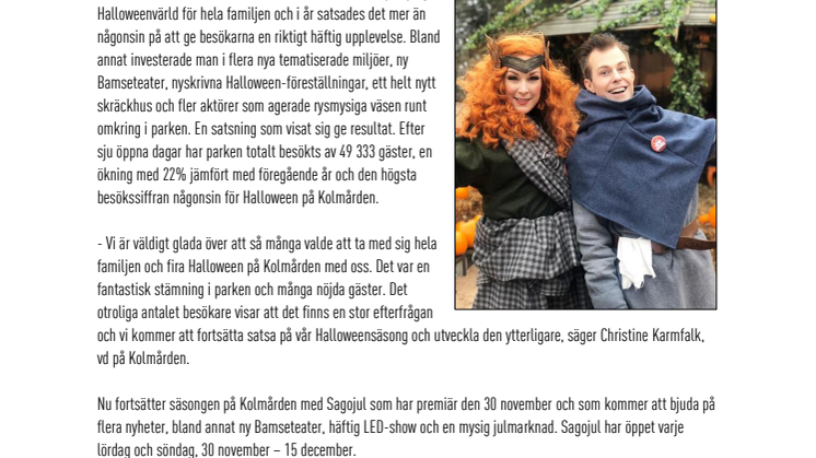 Nytt besöksrekord för Halloween på Kolmården