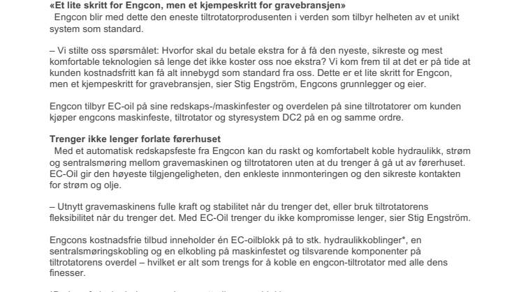 Automatiske redskapsfester blir Engcons nye standard 