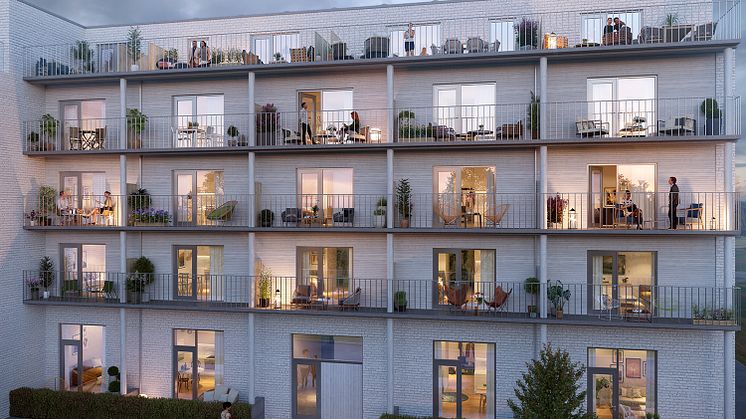 Lagerkransen med 82 hållbara och klimatsmarta hyresrätter. Bild: Studio Superb