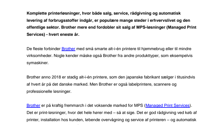 Brother har stor succes med MPS-løsninger