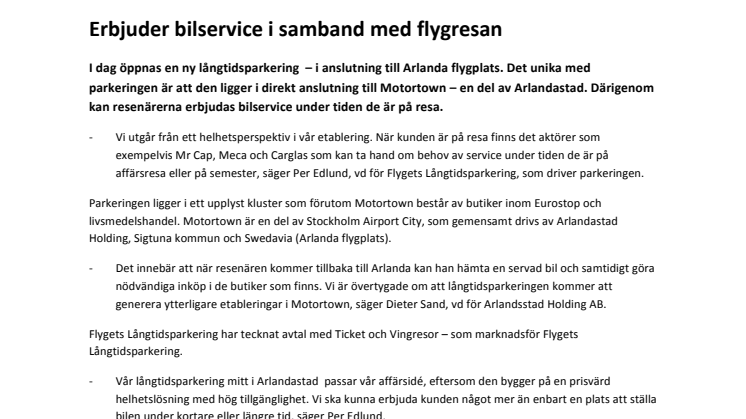 Nytt parkeringskoncept vid Arlanda flygplats