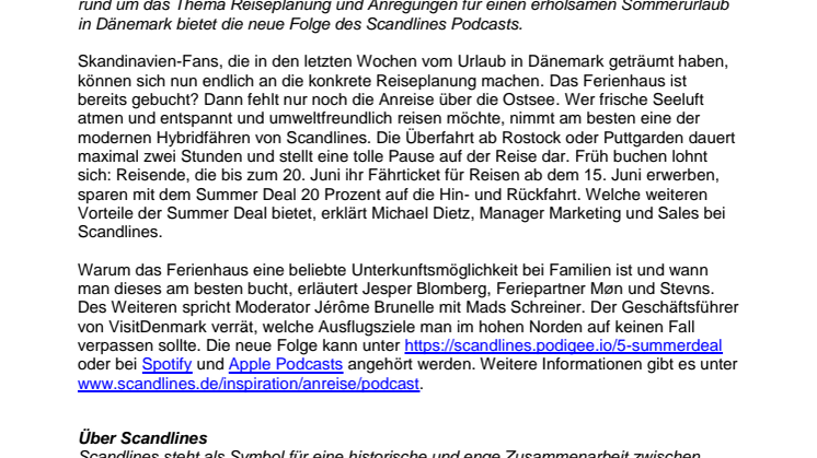 Reisen fürs Ohr: Neue Podcast-Folge von Scandlines zum Sommerurlaub in Dänemark online