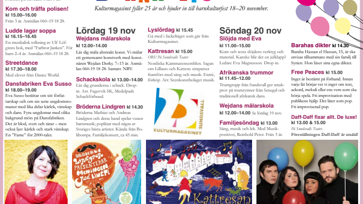 Barnkulturfest 18-20/11 Kulturmagasinet, Sundsvall