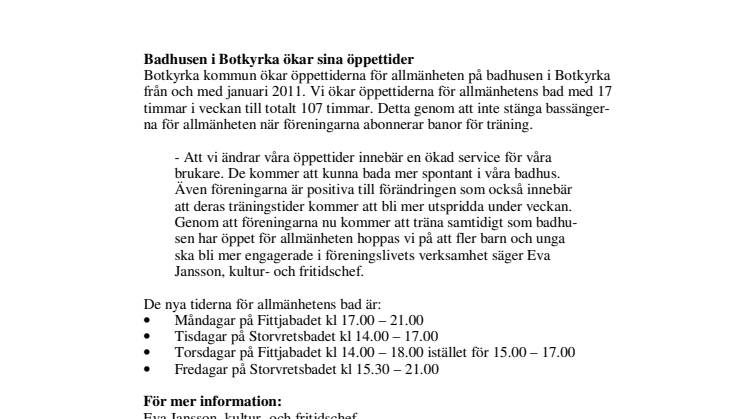 Badhusen i Botkyrka ökar sina öppettider