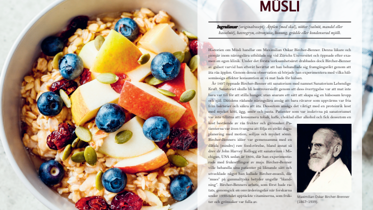 Uppslag ur boken "Maträtternas historia" Müsli