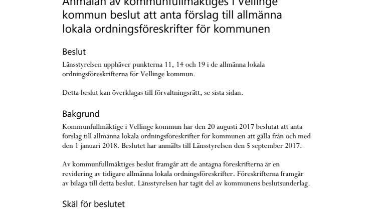 Länsstyrelsens beslut