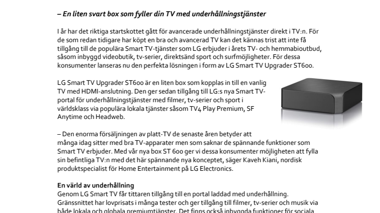 Dumburken blir smart med LG Smart TV Upgrader ST600
