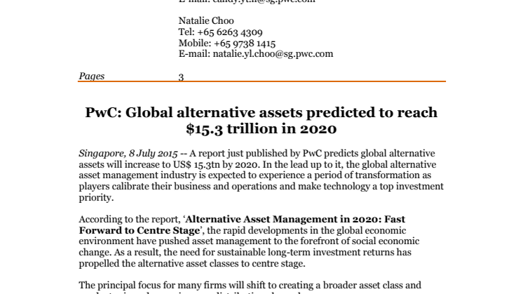 ​PwC: Global alternative assets predicted to reach $15.3 trillion in 2020