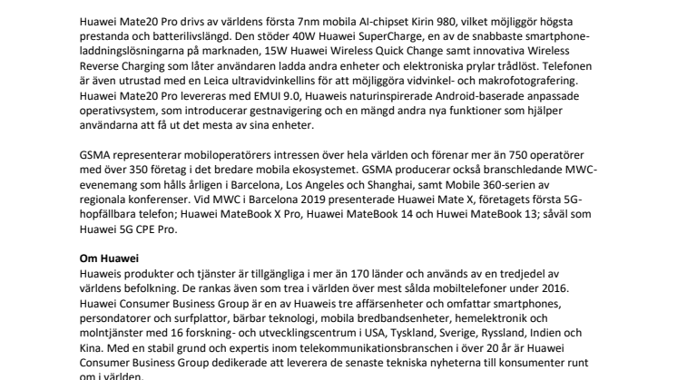 Huawei Mate20 Pro får priset “Bästa Smartphone” 