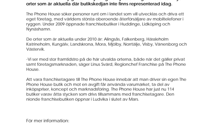The Phone House utökar antalet franchisebutiker