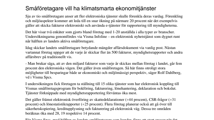 Småföretagare vill ha klimatsmarta ekonomitjänster
