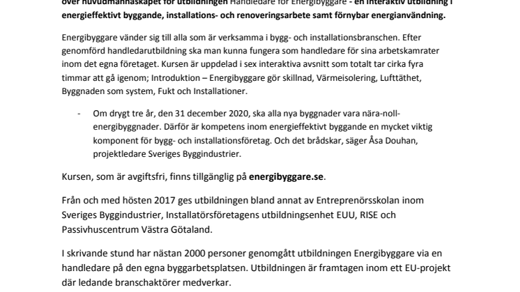 Byggbranschen utbildar i energibyggnad