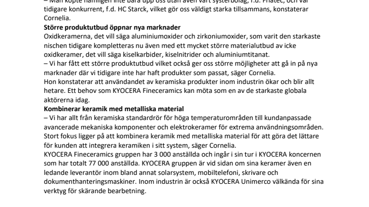Med keramiska produkter i rampljuset