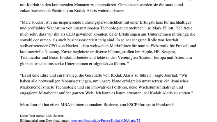Kodak Alaris ernennt Marc Jourlait zum neuen CEO