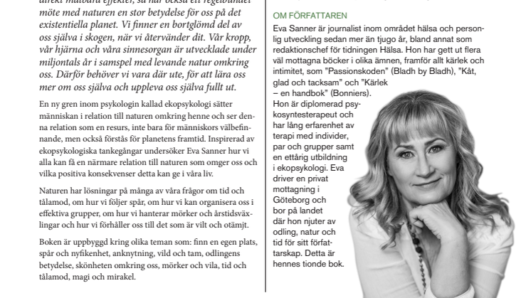 Eva Sanner släpper ny bok om naturens betydelse för vår hälsa