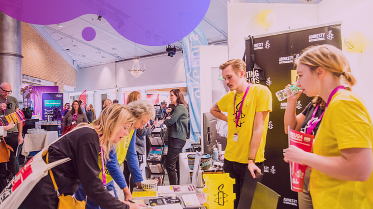 Amnestys monter under MR-dagarna på Konsert & Kongress i Linköping 2019