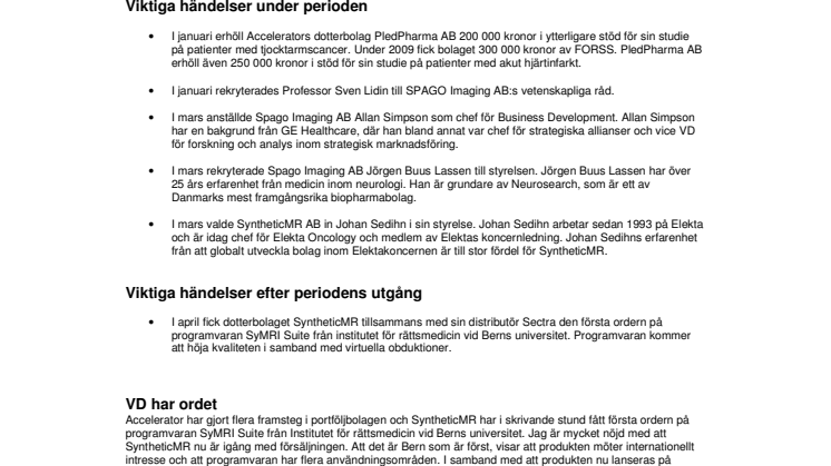 Delårsrapport jan-mars 2010