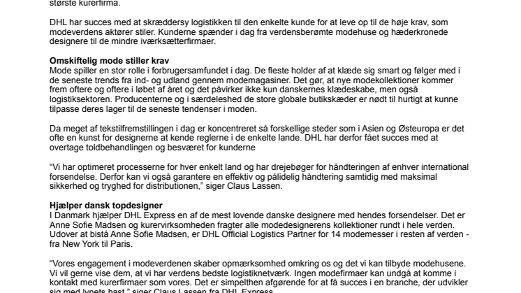 Verdensomspændende logistik bringer dansk mode frem