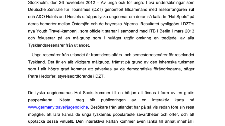 Hot Spots för unga i reselandet Tyskland