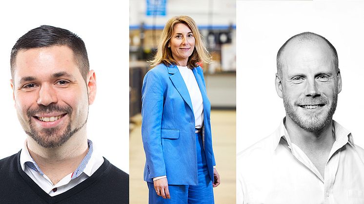Thomas Wendel, ny retailchef, Sofie Struwe, CCO och Daniel Norén, ny Commercial Lead/Go-to-Market - alla NetOnNet.