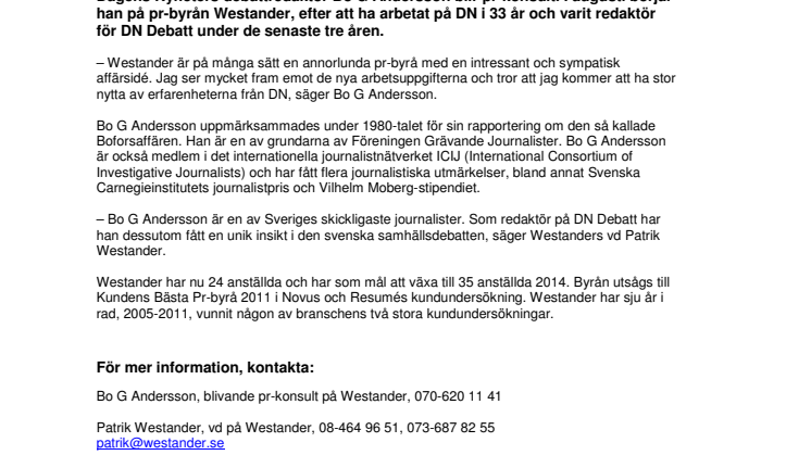 Westander värvar Bo G Andersson