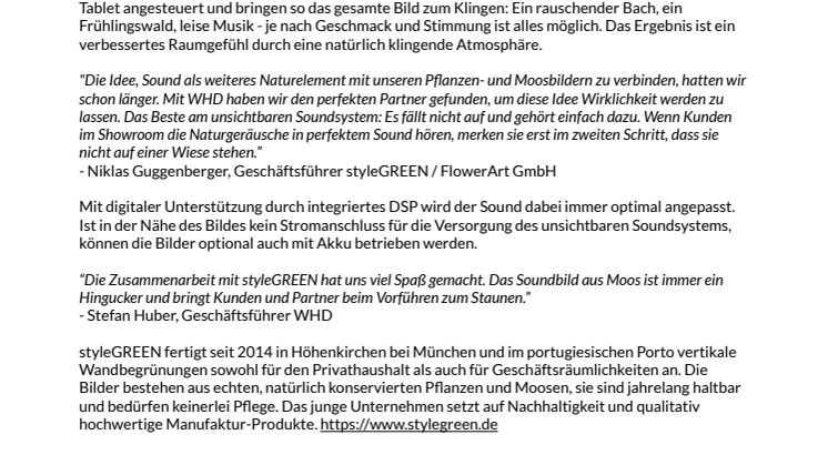 So klingt Natur: Pflanzen- und Moosbilder mit Audio-Technik von WHD