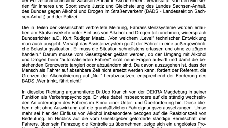 „Kein Alkohol bei autonomem Fahren!“
