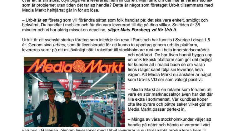 Media Markt fortsätter att hitta smidiga lösningar för sina kunder med Urb-it