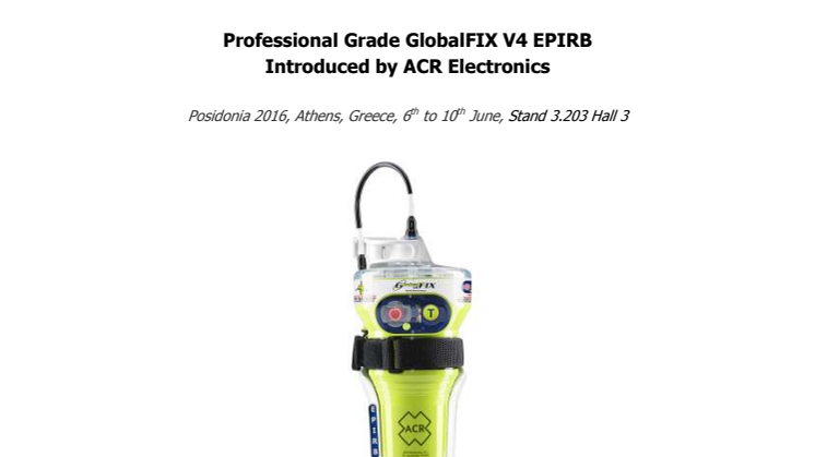 ACR Electronics Inc: Introduces New Products At Posidonia