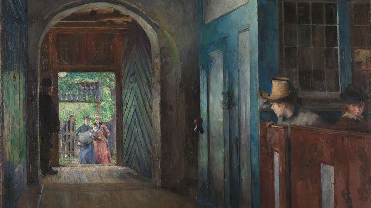 Harriet Backer presenteres i en stor utstilling i Lyshallen i 2023. Harriet Backer, "Barnedåp i Tanum Kirke", 1892. Foto Nasjonalmuseet