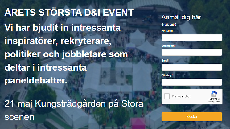 Jobbfestivalen Mångfald & Inkludering  i Kungsträdgården den 21 maj