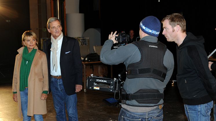 Uschi Glas und Dieter Hermann beim Dreh zum neuen TV- Spot der Felix Burda Stiftung 