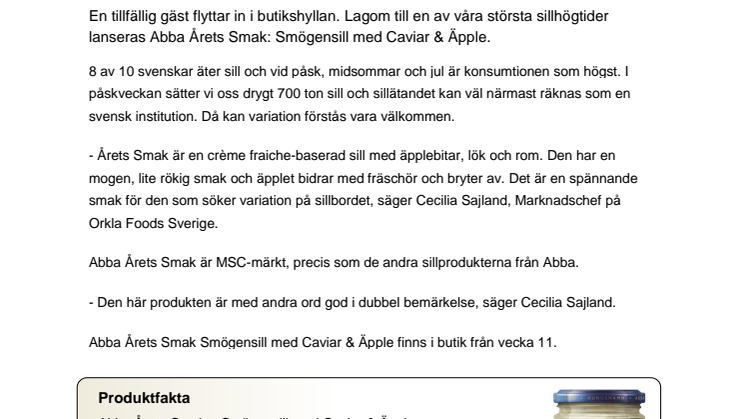 Årets Smak är här - Abba Smögensill med Caviar & Äpple