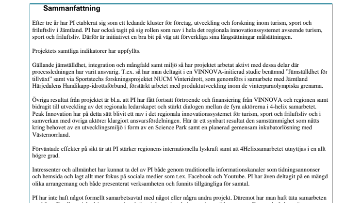Peak Innovation har under sina första tre år överträffat målen