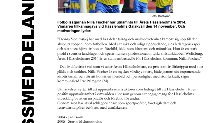 Årets Hässleholmare 2014: Nilla Fischer
