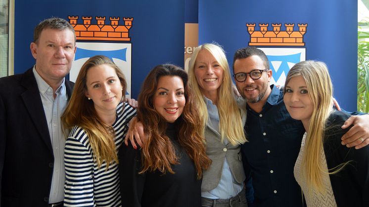 Några av Västerås stads HR-medarbetare som jobbar med Employer Branding: Mats Wistrandh,  Therese Ericson, Maria Thunberg, Marie Demark, Alexander Brock, Fanny Schmidinger. Foto: Västerås stad
