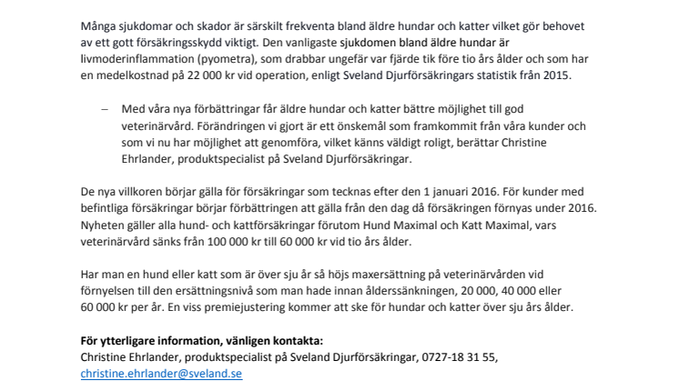 Förbättringar för äldre hundar och katter!