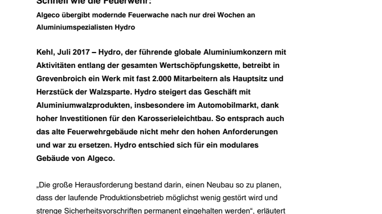 Schnell wie die Feuerwehr