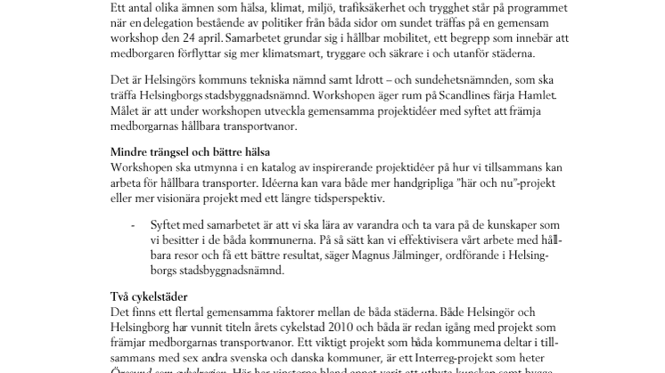 Hälsosammare transporter över Öresund