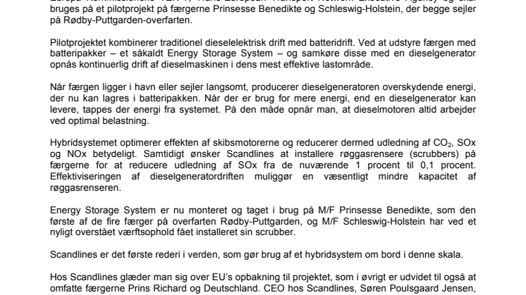 EU tildeler Scandlines 48 millioner kroner